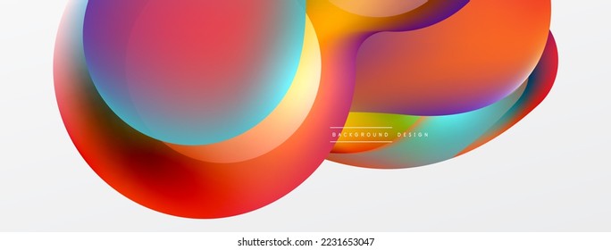 Fluid abstract background. Liquid color gradients composition. Round shapes and circle flowing design for wallpaper, banner, background or landing