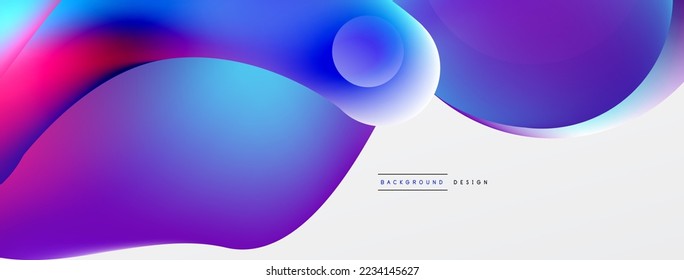 Fondo fluido abstracto. Composición de gradientes de color líquido. Formas redondeadas y diseño de flujo de círculo para papel de pared, pancarta, fondo o aterrizaje