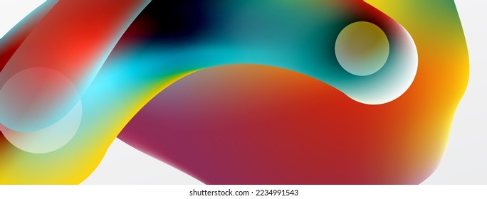 Fluid abstract background. Liquid color gradients composition. Round shapes and circle flowing design for wallpaper, banner, background or landing