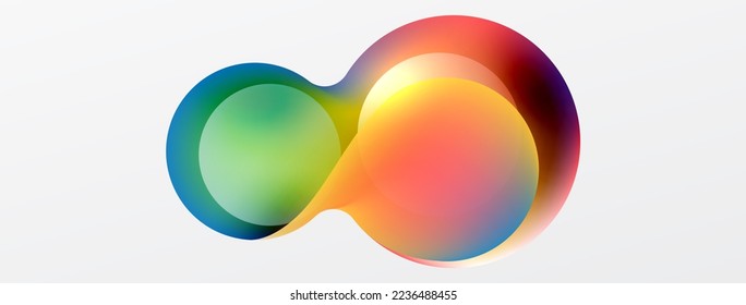 Fluid abstract background. Liquid color gradients composition. Round shapes and circle flowing design for wallpaper, banner, background or landing