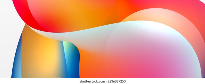 Fluid abstract background. Liquid color gradients composition. Round shapes and circle flowing design for wallpaper, banner, background or landing