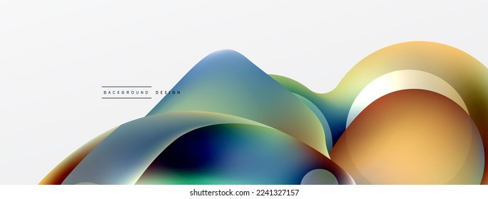 Fluid abstract background. Liquid color gradients composition. Round shapes and circle flowing design for wallpaper, banner, background or landing