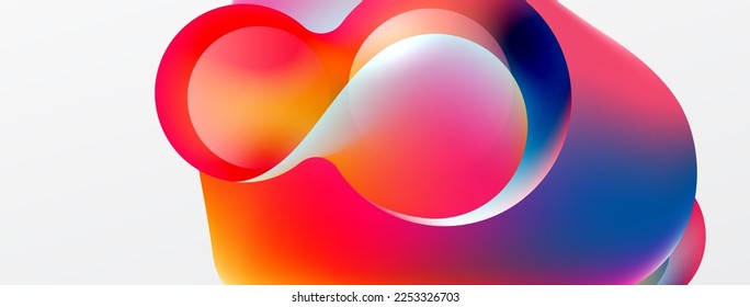 Fluid abstract background. Liquid color gradients composition. Round shapes and circle flowing design for wallpaper, banner, background or landing