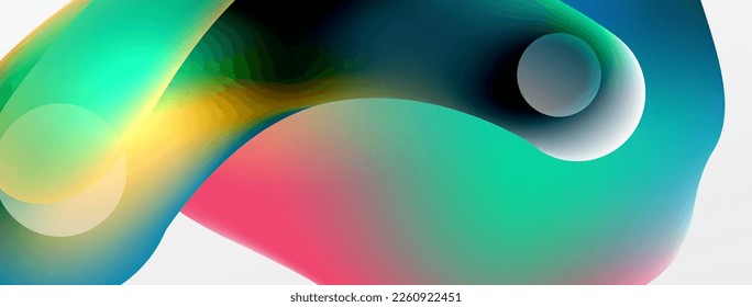 Fluid abstract background. Liquid color gradients composition. Round shapes and circle flowing design for wallpaper, banner, background or landing