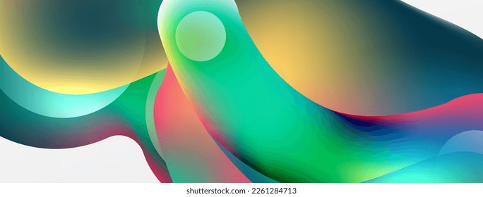 Fluid abstract background. Liquid color gradients composition. Round shapes and circle flowing design for wallpaper, banner, background or landing