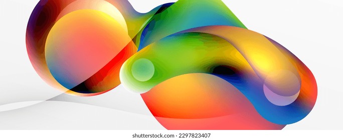 Fluid abstract background. Liquid color gradients composition. Round shapes and circle flowing design for wallpaper, banner, background or landing