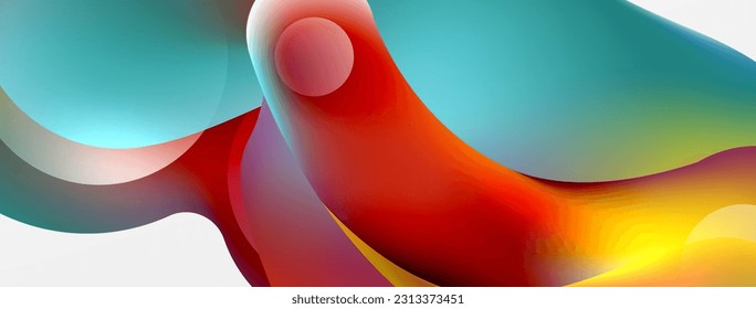 Fluid abstract background. Liquid color gradients composition. Round shapes and circle flowing design for wallpaper, banner, background or landing