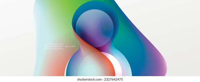 Fluid abstract background. Liquid color gradients composition. Round shapes and circle flowing design for wallpaper, banner, background or landing