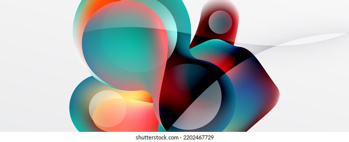 Fluid abstract background, round shapes and circle flowing design for wallpaper, banner, background or landing