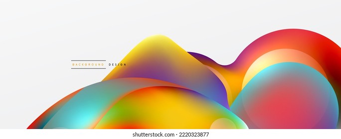 Fluid abstract background, round shapes and circle flowing design for wallpaper, banner, background or landing