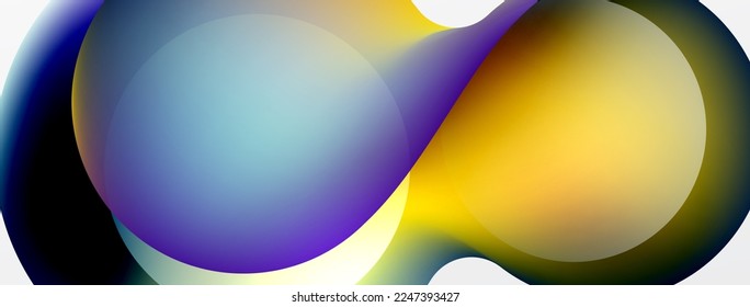 Fluid abstract background, round shapes and circle flowing design for wallpaper, banner, background or landing