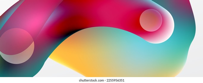 Fluid abstract background, round shapes and circle flowing design for wallpaper, banner, background or landing
