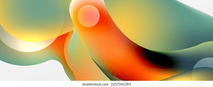 Fluid abstract background, round shapes and circle flowing design for wallpaper, banner, background or landing