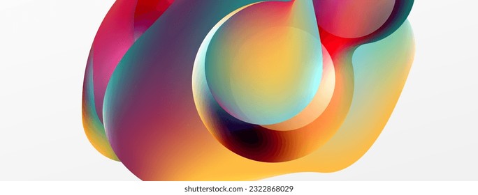 Fluid abstract background, round shapes and circle flowing design for wallpaper, banner, background or landing