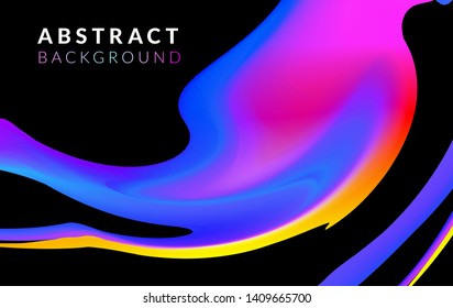 Fluid abstract background. Vibrant gradients and blend shapes. Neon color design templates for music, artistic and futuristic banner, poster, placards, identity, web design. Liquid ink background.