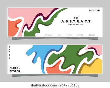 Conjunto de banner abstrato fluido. Formas líquidas moderno poster design bundle.