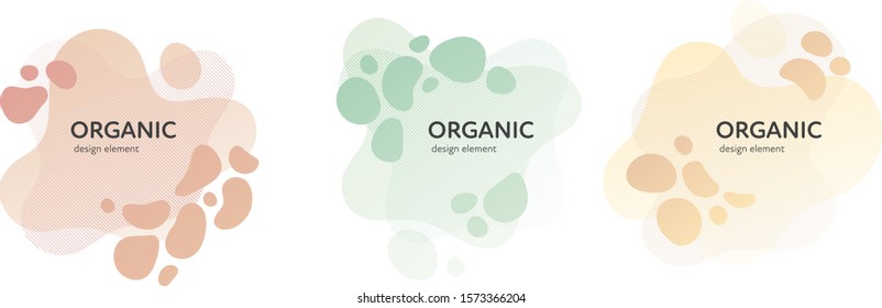 Fluid abstract banner template illustration. Set of modern pastel color gradient liquid shapes isolated on white background. Organic concept. Design element for poster, backdrop, web, sale, print.