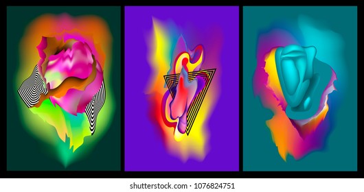 Fluid abstract colorful dynamic covers set