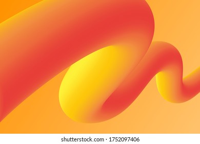 Fluid abstract curve gradient design on orange background. Liquid shape for cover, poster, banner template.