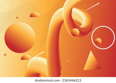 Fluid abstract curve gradient design on orange vector image