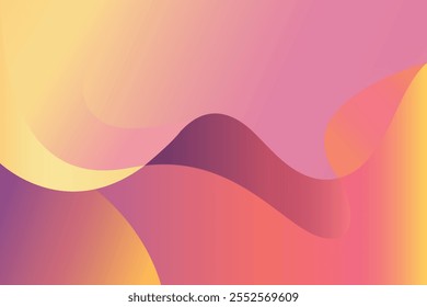 Fluid Abstract Design with Warm Color Gradients and Flowing Curves on a Soft Pink Background