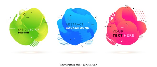 Fluid abstract dynamic shapes set. Trendy badges geometric design. Eps10 vector illustration