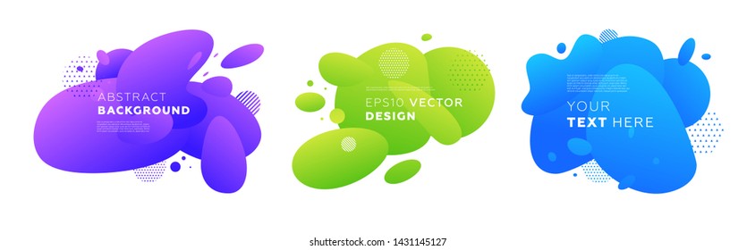Fluid abstract dynamic shapes. Trendy badges cover geometric design. Eps10 vector illustration