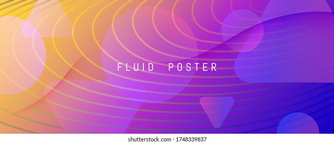 Fluid Abstract. Flow Movement. 3d Shape Texture. Color Futuristic Background. Bright Digital Template. Graphic Geometric Stripes. Vivid Fluid Abstract. Creative Flow Gradient Banner.