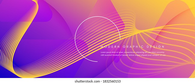 Fluid Abstract. Flow Movement. 3d Line Banner. Color Dynamic Wallpaper. Colorful Business Website. Graphic Gradient Layout. Vector Fluid Abstract. Minimal Flow Futuristic Poster.