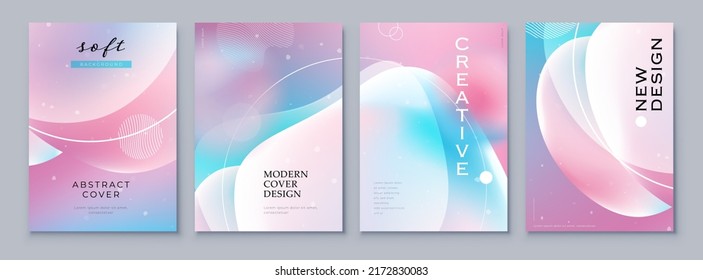 Fluid Abstract Gradient Background Cover Design. Modern Style Poster, Brochure or Flyer with Pastel Minimal Shapes in Liquid Colors. Vector Background Design for Social Media, Banner, Poster.