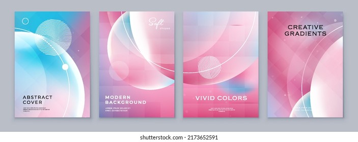 Fluid Abstract Gradient Background Cover Design. Modern Style Poster, Brochure or Flyer with Pastel Minimal Shapes in Liquid Colors. Vector Background Design for Social Media, Banner, Poster.