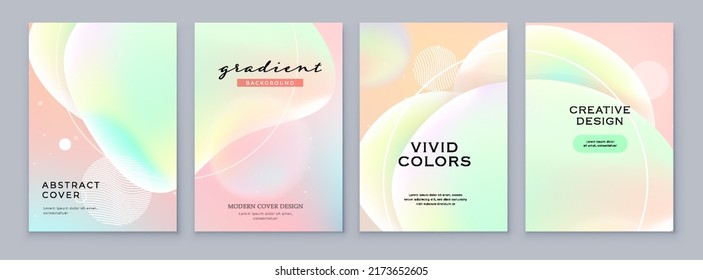Diseño de la cubierta de fondo del degradado del resumen del fluido. Afiche de estilo moderno, folleto o volante con formas mínimas pasteles en colores líquidos. Diseño de fondo vectorial para medios sociales, pancarta, afiche.