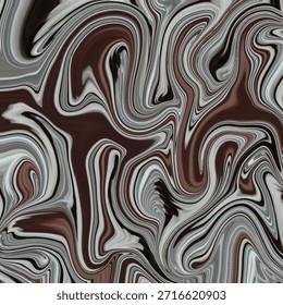 Ondas de mármore abstratas fluidas com tons de marrom e cinza, movimento giratório, textura líquida, fundo de arte moderna ideal para design criativo e gráficos de movimento.