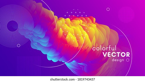 Fluid Abstract. Neon Vibrant Template. Liquid Creative Movement. Trendy Fluid Abstract. Flow Gradient Design. Wave Motion. Digital Color Concept. Graphic Vector Cover. Dynamic Fluid Abstract.
