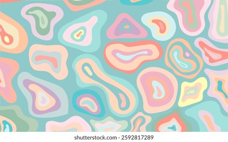 Fluid Abstract, An organic colorful pattern with layered shapes and a whimsical charm for backgrounds, designs, and creative visual projects with soft colors