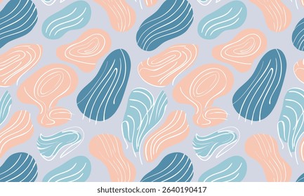 Fluid abstract seamless pattern with topographic organic shapes
