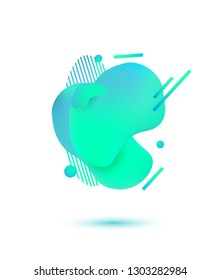 Fluid abstract shape with lines and balls. Isolated gradient mesh tool. Abstract fluid design. Vector. Trendy. 