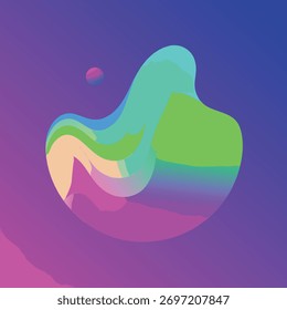 Forma abstrata de fluido com líquido de gradiente de néon vibrante