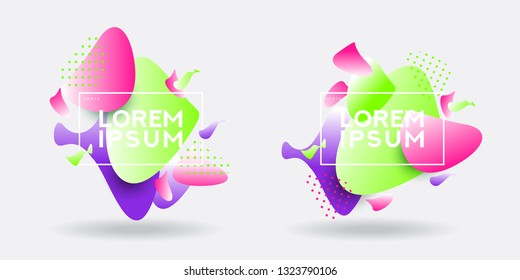 Fluid Abstract Shapes Composition. Modern Abstract Vector Banner Set. 