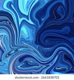 Remolino abstracto fluido en tonos azules profundos, creando un movimiento oceánico jaspeado. Una impresionante textura azul, remolino y líquido para el diseño o uso creativo.