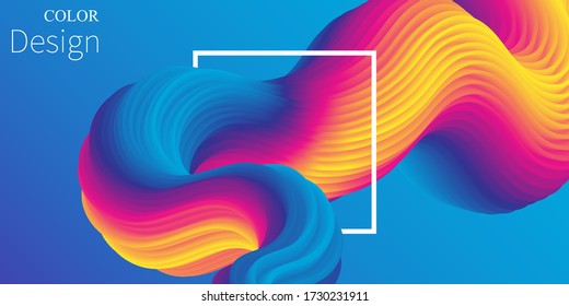 Fluid Abstract. Vibrant Background. Fluid 3d. Wave Summer Poster. Color Gradient. Flow Wave. Abstract Design. Color Fluid. Summer Colors. Vector Illustration.