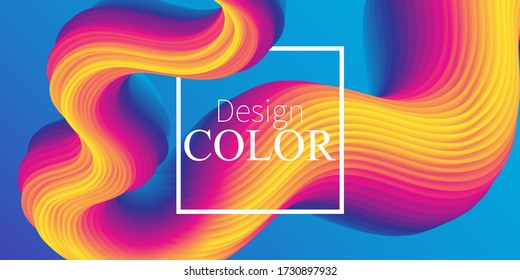 Fluid Abstract. Vibrant Background. Fluid 3d. Wave Summer Poster. Color Gradient. Flow Wave. Abstract Design. Color Fluid. Summer Colors. Vector Illustration.
