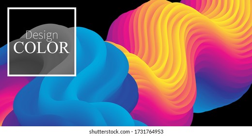 Resumen De Fluidos. Fondo vibrante. Fluido 3d. Afiche de verano de oleada. Gradiente de color. Ola de flujo. Diseño abstracto. Fluido de color. Colores de verano. Ilustración vectorial.