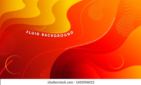 Fluid abstract yellow red background. Liquid futuristic design. Eps 10 vector