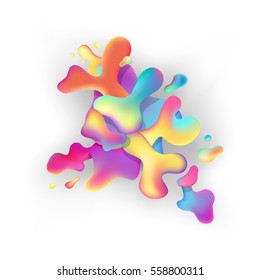 Fluid abstraction composition on white background. Hand drawn mesh elements.