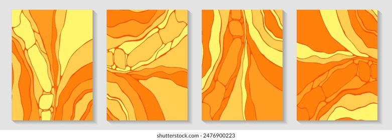 Colección de Plantilla de fondo de textura acrílica fluida. Hermosos Anuncios. Plantillas de portada de postal de Marbling wave. Impresiones de papel pintado abstracto. Fondos de publicación contemporáneos.