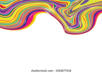 Fluid art. Modern artwork background. Mixture of acrylic paints. Abstract liquid painting marble texture, colorful gradient waves. Vector design for banner, flyer, card, cover, invitation. Copy space.