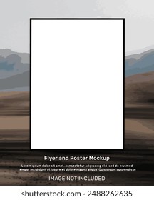 Fluid art poster mockup psd on the photobook template | Perspective view post frame flyer mockup | Posters facebook cover mock up template | Two portrait photo frame brochure or invitation mockups