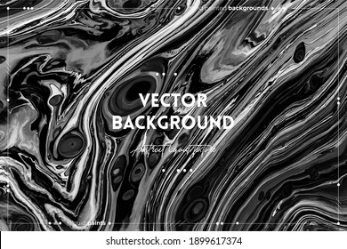 Fluid art texture. Abstract backdrop with iridescent paint effect. Liquid acrylic picture with chaotic mixed paints. Can be used for posters or wallpapers. Black and white overflowing colors.