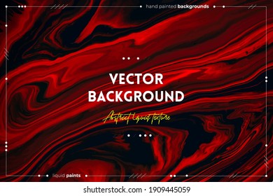 Fluid art texture. Abstract backdrop with iridescent paint effect. Liquid acrylic artwork with flows and splashes. Mixed paints for interior poster. Orange, red and black overflowing colors.